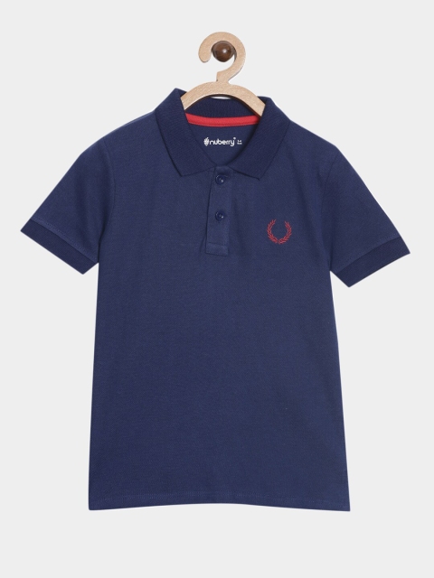 

Nuberry Boys Navy Blue Pure Cotton Polo Collar T-shirt