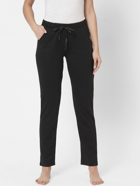 

Sweet Dreams Women Black Cotton Solid Pyjama