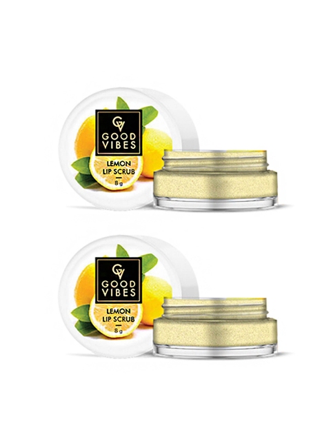 

Good Vibes Set Of 2 Lemon Lip Scrubs, Transparent