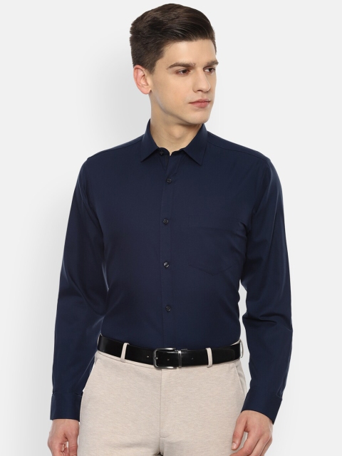 

Van Heusen Men Navy Blue Opaque Pure Cotton Formal Shirt