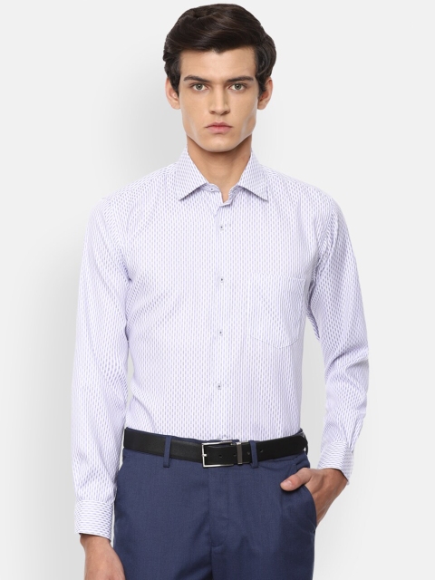 

Van Heusen Men Blue Opaque Printed Cotton Formal Shirt