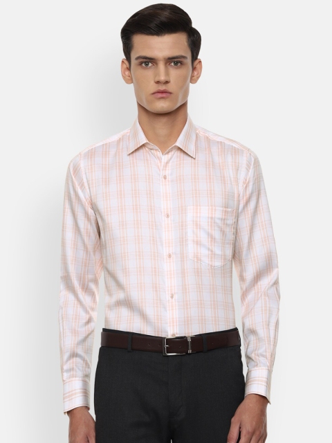 

Van Heusen Men White Slim Fit Opaque Checked Pure Cotton Formal Shirt