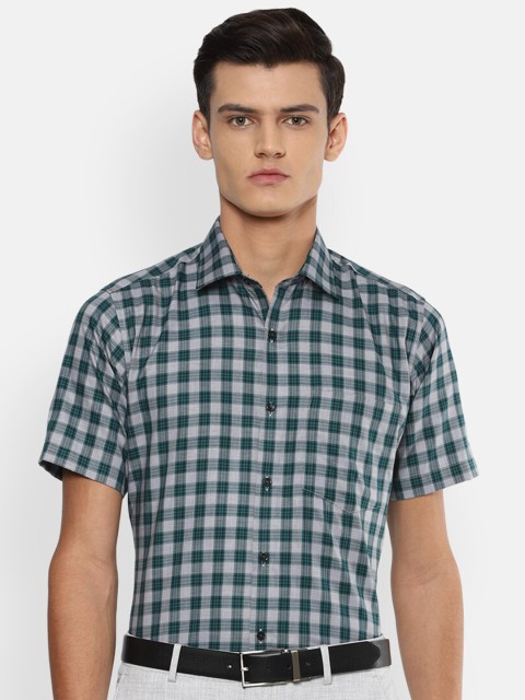 

Van Heusen Men Green Opaque Checked Formal Shirt