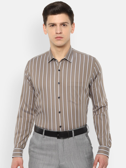 

Van Heusen Men Beige Opaque Striped Formal Shirt