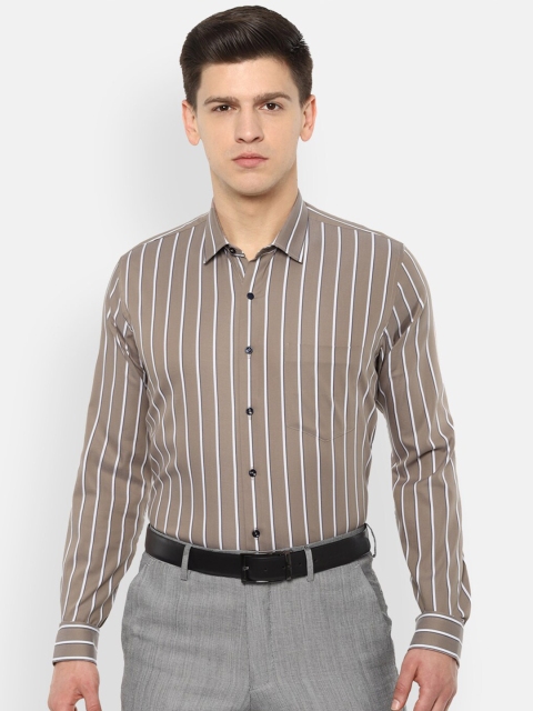 

Van Heusen Men Beige Opaque Striped Formal Shirt