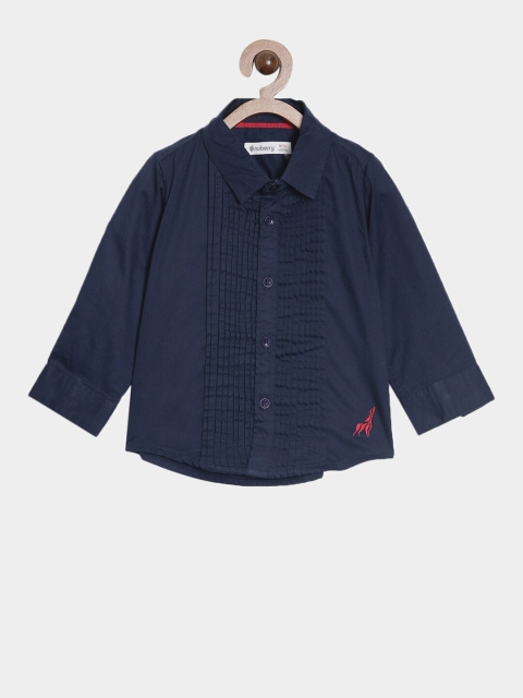 

Nuberry Boys Navy Blue Opaque Party Shirt