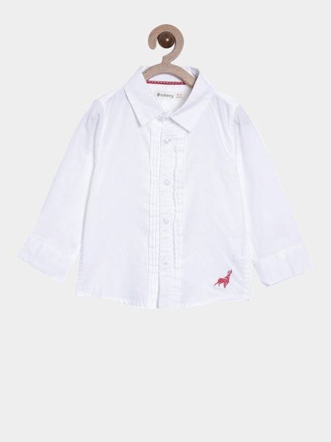 

Nuberry Boys White Opaque Pure Cotton Casual Shirt