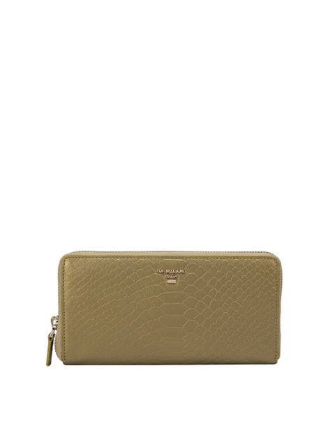

Da Milano Women Olive Green Textured Leather Zip Around Wallet