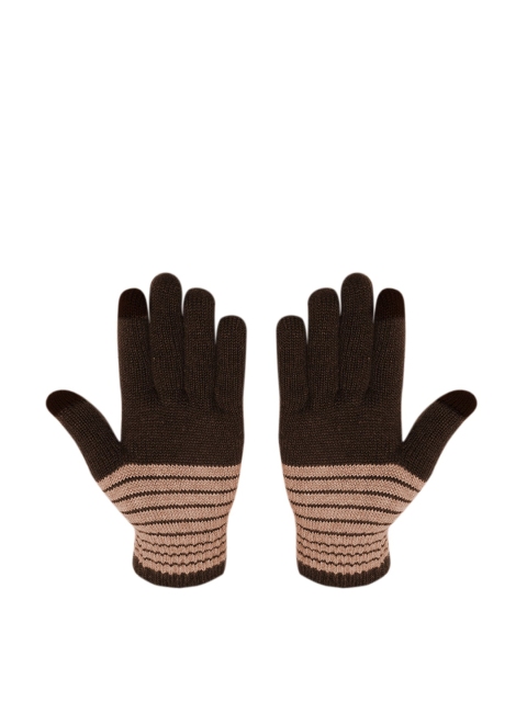 

LOOM LEGACY Men Brown & Black Patterned Hand Gloves