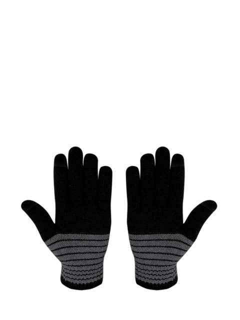 

LOOM LEGACY Men Black & Grey Patterned Hand Gloves