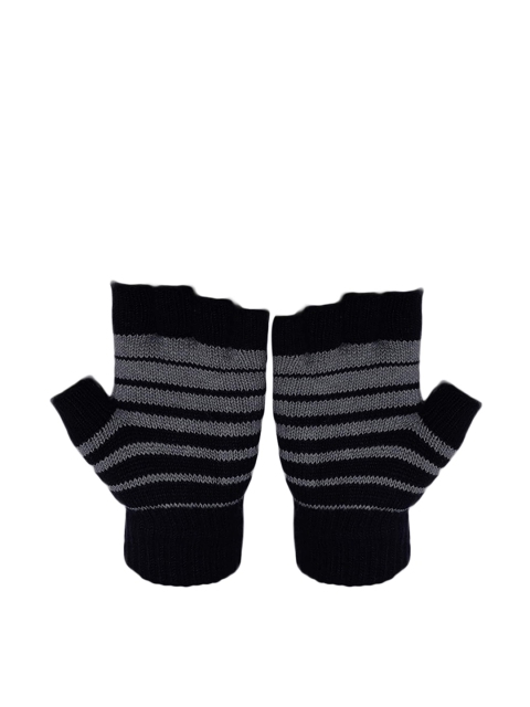 

LOOM LEGACY Men Navy Blue & Grey Patterned Hand Gloves