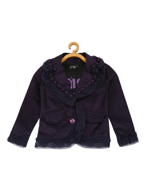

Actuel Girls Purple & Black Corduroy Blazer with T-Shirt