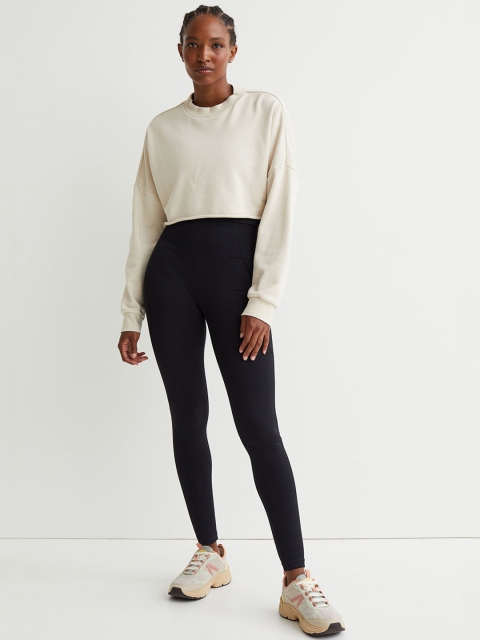

H&M Women Black Solid Seamless Shaping Sports Tights