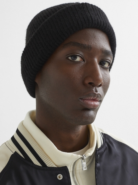 

H&M Men Black Rib-knit Hat