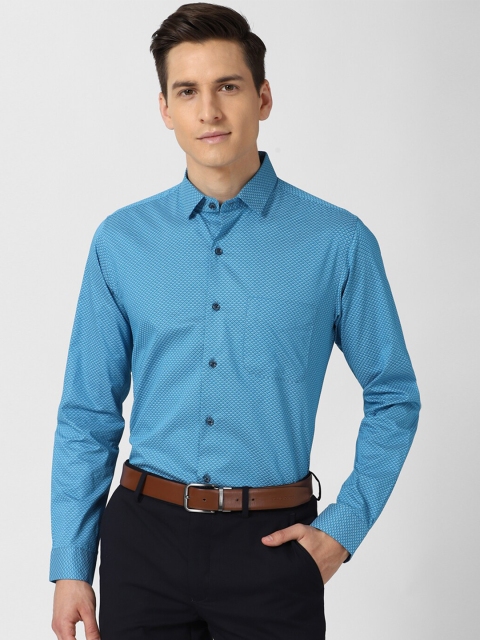 

Peter England Men Blue Pure Cotton Slim Fit Floral Printed Formal Shirt