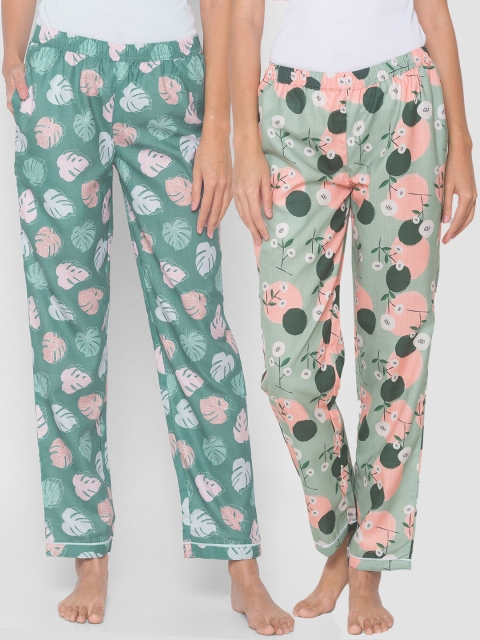 

FashionRack Women Green Pack of 2 Cotton Printed Pyjamas