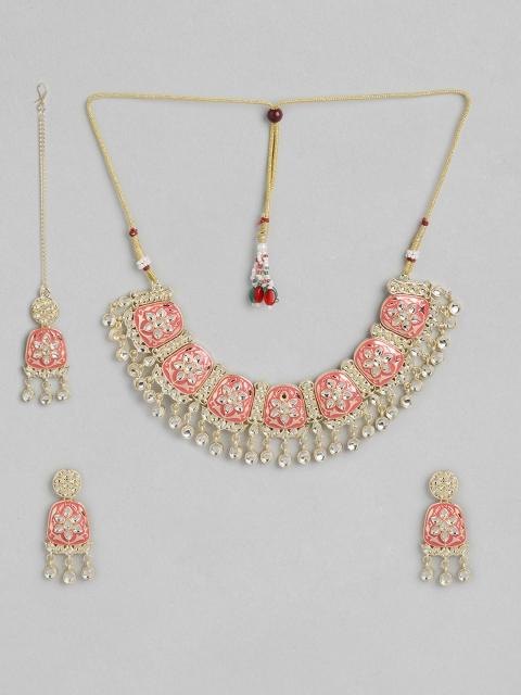 

Anouk Women Pink Gold-Toned Stone Studded & Beaded Jewellery Set