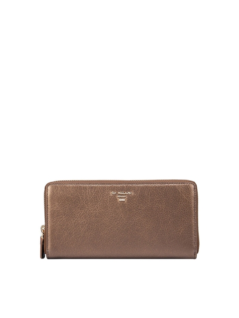 

Da Milano Women Gunmetal-Toned Textured Leather Zip Around Wallet, Metallic