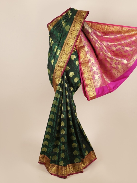 

Pothys Green & Pink Ethnic Motifs Art Silk Saree