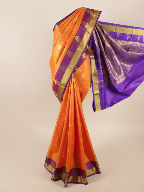 

Pothys Orange & Blue Woven Design Zari Art Silk Saree