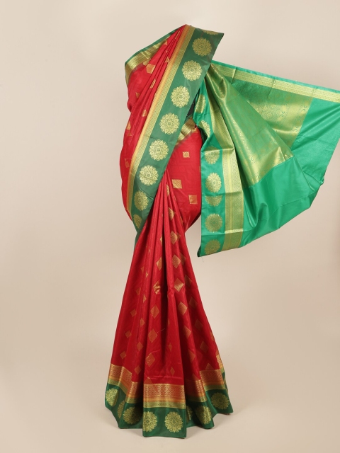

Pothys Red & Green Ethnic Motifs Zari Art Silk Saree