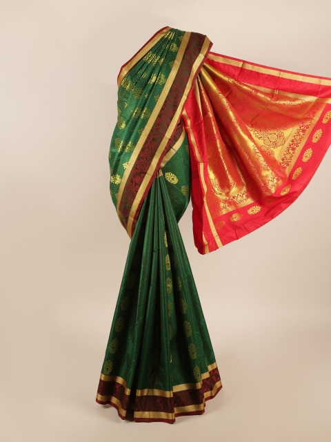 

Pothys Green & Gold-Toned Woven Design Zari Art Silk Saree