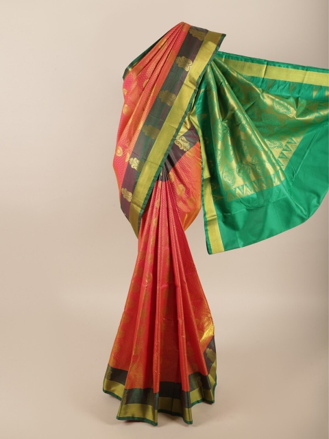 

Pothys Pink & Green Ethnic Motifs Zari Art Silk Saree