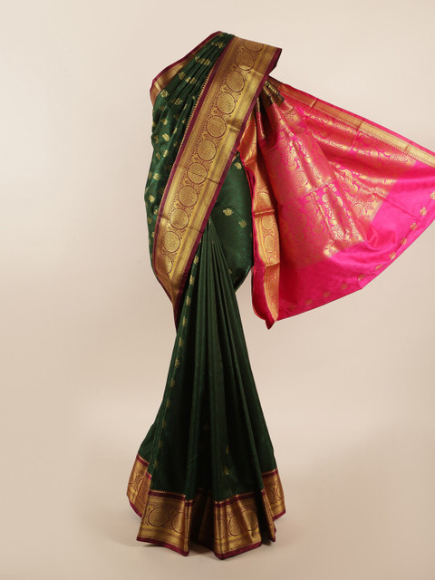 

Pothys Green & Fuchsia Ethnic Motifs Zari Art Silk Saree