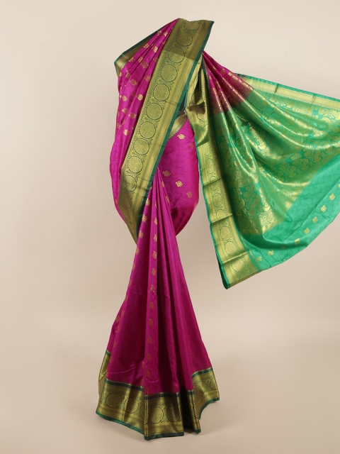 

Pothys Magenta & Green Ethnic Motifs Zari Art Silk Saree