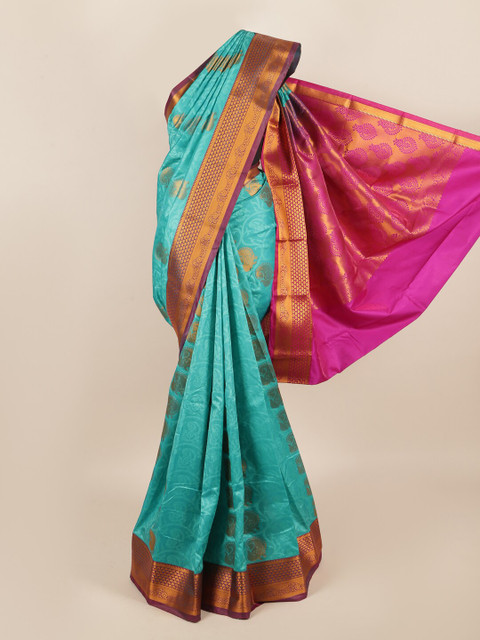 

Pothys Blue & Fuchsia Ethnic Motifs Zari Art Silk Saree
