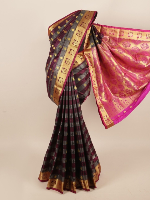 

Pothys Purple & Grey Woven Design Zari Art Silk Saree