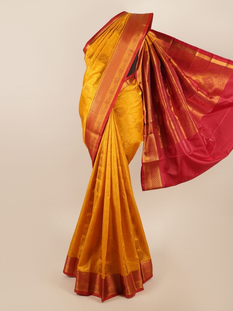 

Pothys Yellow & Red Ethnic Motifs Zari Art Silk Saree