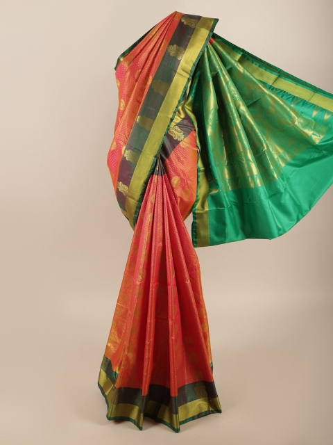 

Pothys Pink & Green Ethnic Motifs Zari Art Silk Saree