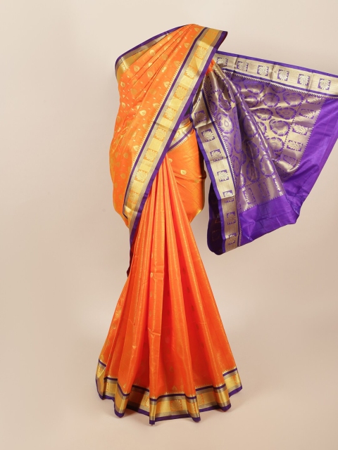 

Pothys Orange & Purple Woven Design Zari Art Silk Saree