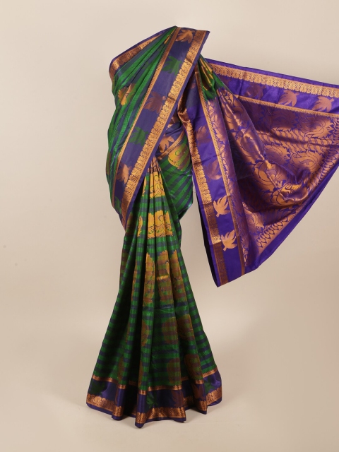 

Pothys Green & Purple Ethnic Motifs Zari Art Silk Saree