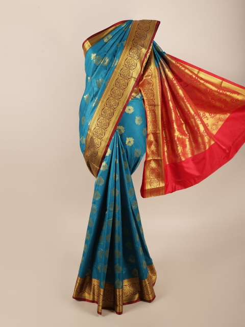 

Pothys Blue & Orange Ethnic Motifs Zari Art Silk Saree