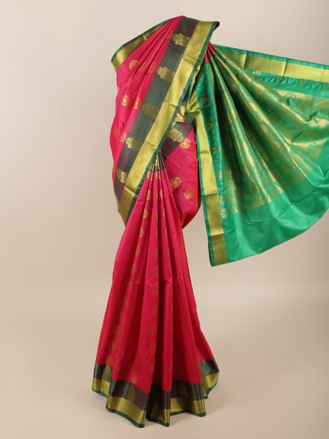 

Pothys Pink & Green Ethnic Motifs Zari Art Silk Saree