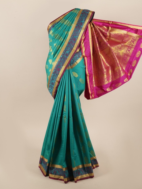 

Pothys Green & Fuchsia Ethnic Motifs Zari Art Silk Saree