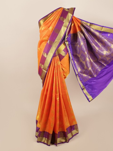 

Pothys Orange & Purple Woven Design Zari Art Silk Saree