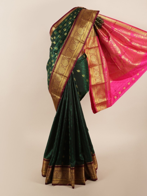 

Pothys Green & Fuchsia Ethnic Motifs Zari Art Silk Saree