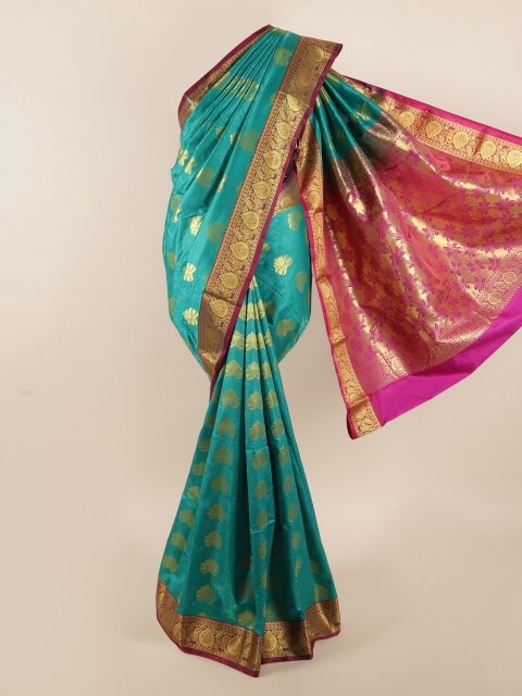 

Pothys Blue & Fuchsia Ethnic Motifs Zari Art Silk Saree