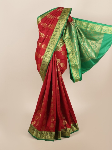 

Pothys Red & Green Ethnic Motifs Zari Art Silk Saree
