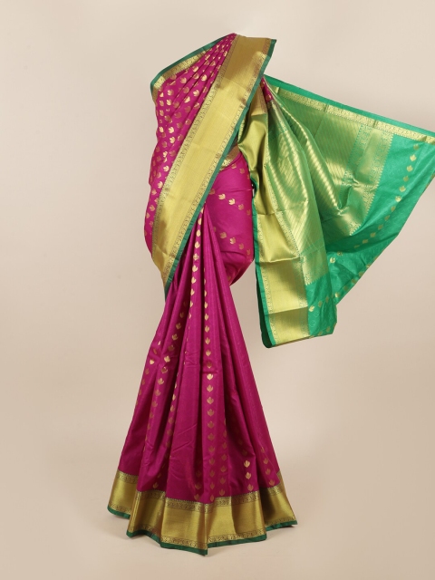 

Pothys Magenta & Green Ethnic Motifs Zari Art Silk Saree