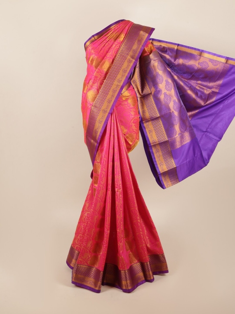 

Pothys Pink & Gold-Toned Ethnic Motifs Zari Art Silk Saree