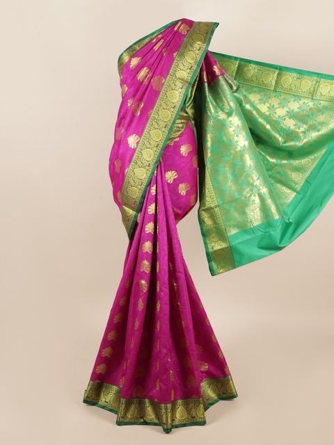 

Pothys Magenta & Gold-Toned Woven Design Zari Art Silk Saree