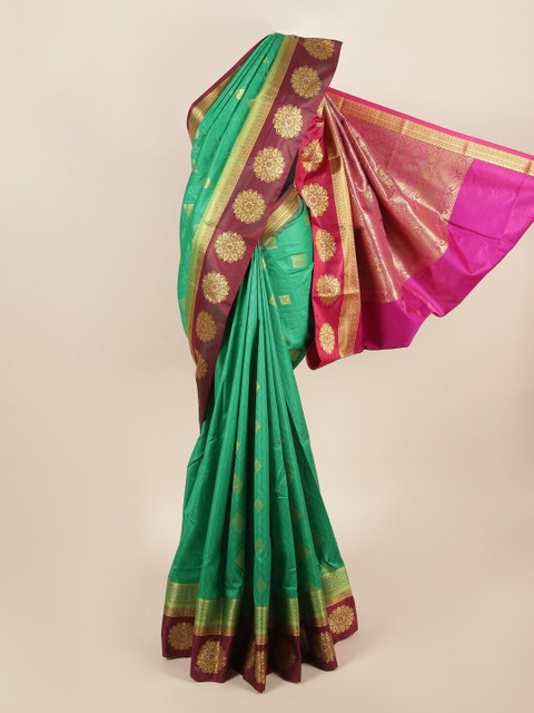 

Pothys Green & Pink Ethnic Motifs Zari Art Silk Saree
