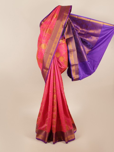 

Pothys Pink & Purple Ethnic Motifs Zari Art Silk Saree