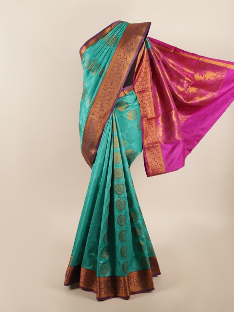 

Pothys Green & Gold-Toned Ethnic Motifs Zari Art Silk Saree