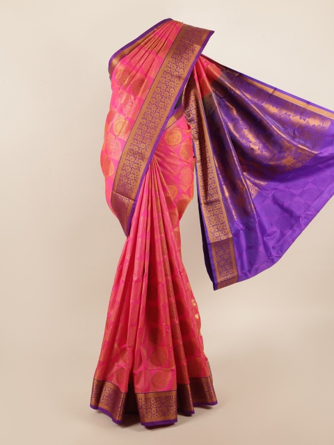 

Pothys Pink & Purple Ethnic Motifs Zari Art Silk Saree