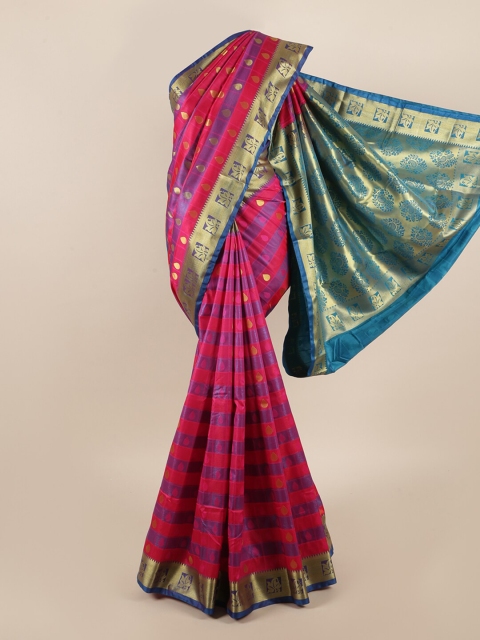 

Pothys Pink & Blue Woven Design Zari Art Silk Saree